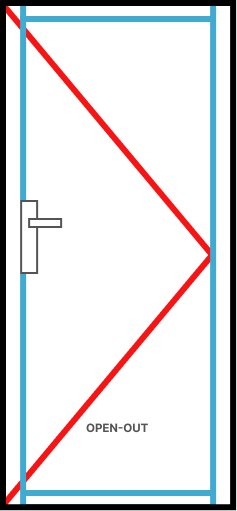 Open-out glazed hinged door