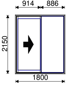 Residential Non-Thermal Double Glazed Single Sliding door 2150mm (H) x 1800mm (W)