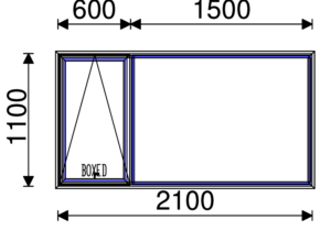 Residential Non-Thermal Double Glazed  Sash+Fixed Window 1100mm (H) x 2100mm (W)