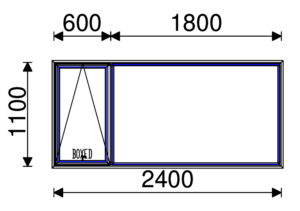 Residential Non-Thermal Double Glazed  Sash+Fixed Window 1100mm (H) x 2400mm (W)