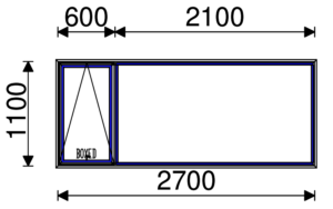 Residential Non-Thermal Double Glazed  Sash+Fixed Window 1100mm (H) x 2700mm (W)