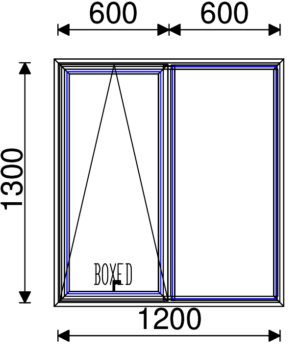 Residential Non-Thermal Double Glazed  Sash+Fixed Window 1300mm (H) x 1200mm (W)