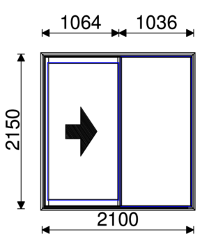 Residential Non-Thermal Double Glazed Single Sliding door 2150mm (H) x 2100mm (W)