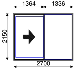 Residential Non-Thermal Double Glazed Single Sliding door 2150mm (H) x 2700mm (W)