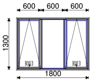 Residential Non-Thermal Double Glazed  Sash+Fixed+Sash Window 1300mm (H) x 1800mm (W)