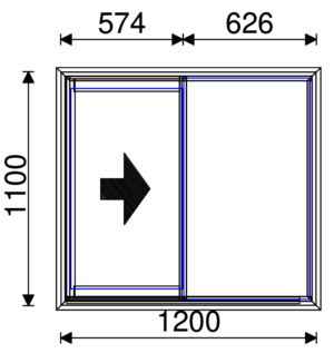 Residential Non-Thermal Double Glazed Single Sliding Window 1100mm (H) x 1200mm (W)