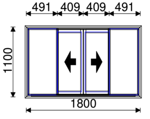 Residential Non-Thermal Double Glazed Bi-Parting Sliding Window 1100mm (H) x 1800mm (W)