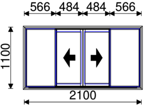 Residential Non-Thermal Double Glazed Bi-Parting Sliding Window 1100mm (H) x 2100mm (W)