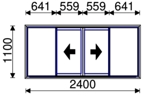 Residential Non-Thermal Double Glazed Bi-Parting Sliding Window 1100mm (H) x 2400mm (W)