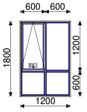 Residential Non-Thermal Double Glazed  Sash/Fixed + Fixed/Fixed  Window 1800mm (H) x 1200mm (W)
