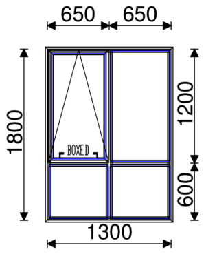 Residential Non-Thermal Double Glazed  Sash/Fixed + Fixed/Fixed  Window 1800mm (H) x 1300mm (W)