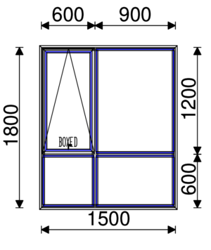 Residential Non-Thermal Double Glazed  Sash/Fixed + Fixed/Fixed  Window 1800mm (H) x 1500mm (W)