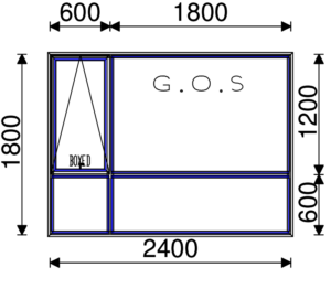 Residential Non-Thermal Double Glazed  Sash/Fixed + Fixed/Fixed  Window 1800mm (H) x 2400mm (W)