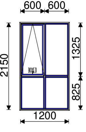 Residential Non-Thermal Double Glazed  Sash/Fixed + Fixed/Fixed  Window 2150mm (H) x 1200mm (W)