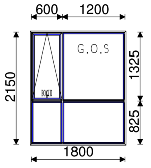 Residential Non-Thermal Double Glazed  Sash/Fixed + Fixed/Fixed  Window 2150mm (H) x 1800mm (W)