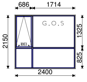 Residential Non-Thermal Double Glazed  Sash/Fixed + Fixed/Fixed  Window 2150mm (H) x 2400mm (W)