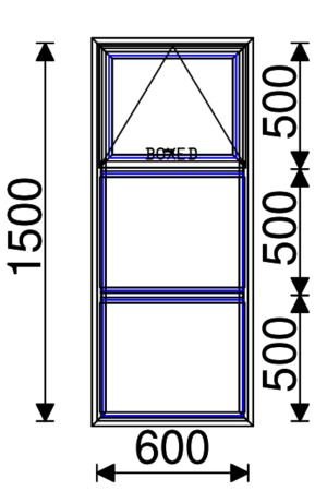 Residential Non-Thermal Double Glazed  Sash/Fixed/Fixed  Window 1500mm (H) x 600mm (W)