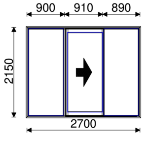 Residential Non-Thermal Double Glazed Single Sliding door with Sidelite 2150mm (H) x 2700mm (W)
