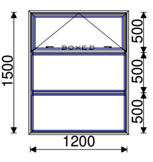 Residential Non-Thermal Double Glazed  Sash/Fixed/Fixed  Window 1500mm (H) x 1200mm (W)