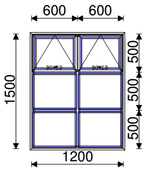Residential Non-Thermal Double Glazed  Sash/Fixed/Fixed + Sash/Fixed/Fixed Window 1500mm (H) x 1200mm (W)