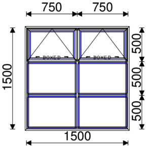 Residential Non-Thermal Double Glazed  Sash/Fixed/Fixed + Sash/Fixed/Fixed Window 1500mm (H) x 1500mm (W)