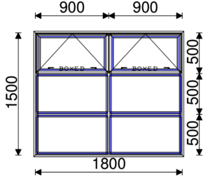 Residential Non-Thermal Double Glazed  Sash/Fixed/Fixed + Sash/Fixed/Fixed Window 1500mm (H) x 1800mm (W)