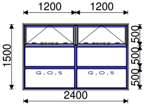 Residential Non-Thermal Double Glazed  Sash/Fixed/Fixed + Sash/Fixed/Fixed Window 1800mm (H) x 2400mm (W)