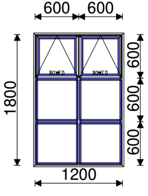 Residential Non-Thermal Double Glazed  Sash/Fixed/Fixed + Sash/Fixed/Fixed Window 1800mm (H) x 1200mm (W)