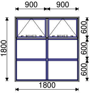Residential Non-Thermal Double Glazed  Sash/Fixed/Fixed + Sash/Fixed/Fixed Window 1800mm (H) x 1800mm (W)