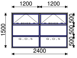 Residential Non-Thermal Double Glazed  Sash/Fixed/Fixed + Sash/Fixed/Fixed Window 1500mm (H) x 2400mm (W)