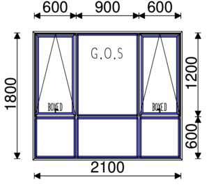 Residential Non-Thermal Double Glazed  Sash/Fixed + Fixed/Fixed + Sash/Fixed Window 1800mm (H) x 2100mm (W)