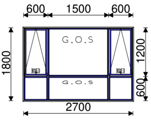 Residential Non-Thermal Double Glazed  Sash/Fixed + Fixed/Fixed + Sash/Fixed Window 1800mm (H) x 2700mm (W)