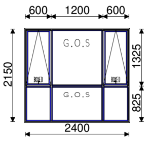 Residential Non-Thermal Double Glazed  Sash/Fixed + Fixed/Fixed + Sash/Fixed Window 2150mm (H) x 2400mm (W)