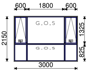 Residential Non-Thermal Double Glazed  Sash/Fixed + Fixed/Fixed + Sash/Fixed Window 2150mm (H) x 3000mm (W)