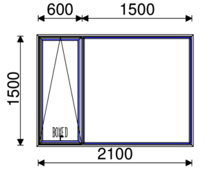 Residential Non-Thermal Double Glazed  Sash+Fixed Window 1500mm (H) x 2100mm (W)