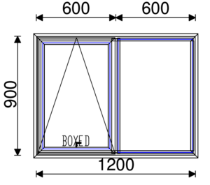 Residential Non-Thermal Double Glazed  Sash+Fixed Window 600mm (H) x 1200mm (W)