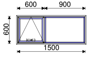Residential Non-Thermal Double Glazed  Sash+Fixed Window 600mm (H) x 1500mm (W)