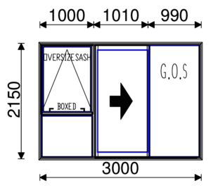 Residential Non-Thermal Double Glazed Single Sliding door with Sash on LH Sidelite 2150mm (H) x 3000mm (W)