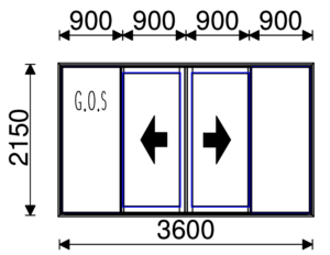 Residential Non-Thermal Double Glazed Bi-Parting Sliding door 2150mm (H) x 3600mm (W)