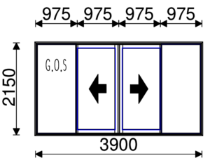 Residential Non-Thermal Double Glazed Bi-Parting Sliding door 2150mm (H) x 3900mm (W)
