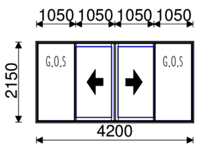 Residential Non-Thermal Double Glazed Bi-Parting Sliding door 2150mm (H) x 4200mm (W)