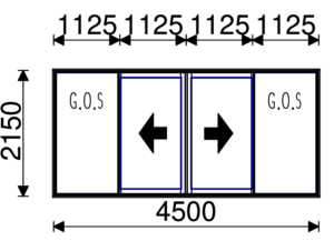 Residential Non-Thermal Double Glazed Bi-Parting Sliding door 2150mm (H) x 4500mm (W)