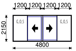 Residential Non-Thermal Double Glazed Bi-Parting Sliding door 2150mm (H) x 4800mm (W)