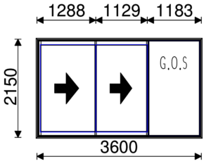 Residential Non-Thermal Double Glazed Duo Sliding door 2150mm (H) x 3600mm (W)
