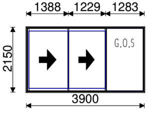 Residential Non-Thermal Double Glazed Duo Sliding door 2150mm (H) x 3900mm (W)