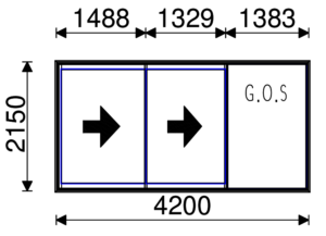 Residential Non-Thermal Double Glazed Duo Sliding door 2150mm (H) x 4200mm (W)