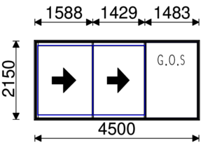 Residential Non-Thermal Double Glazed Duo Sliding door 2150mm (H) x 4500mm (W)