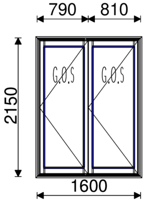 Residential Non-Thermal Double Glazed Bifold door 2-panel 2150mm (H) x 1600mm (W)