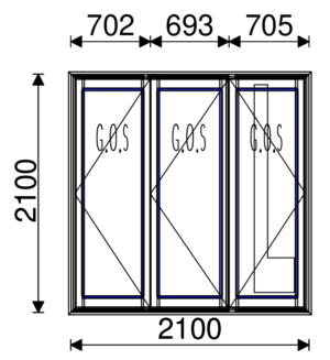 Residential Non-Thermal Double Glazed Bifold door 2+1 panel 2100mm (H) x 2100mm (W)