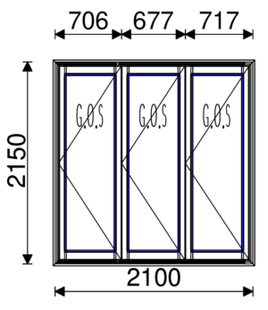 Residential Non-Thermal Double Glazed Bifold door 3-panel 2150mm (H) x 2100mm (W)
